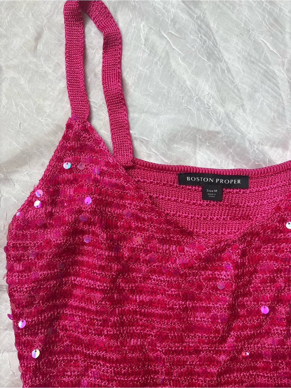 Boston Proper Pink Sequin Knit Cami